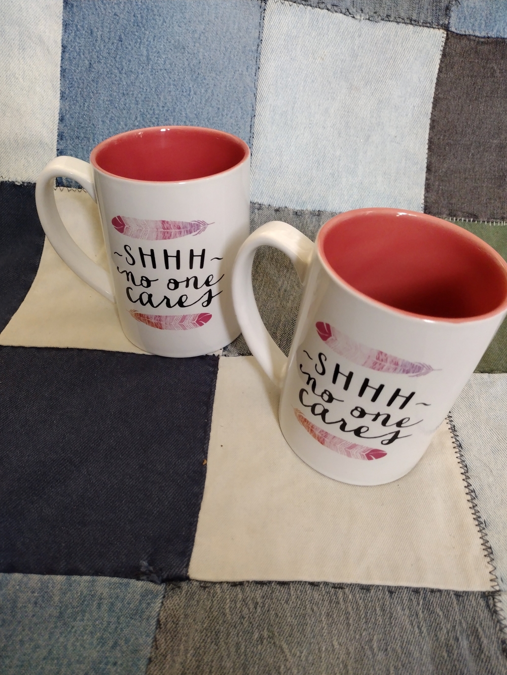 Shhh - No One Cares - Ceramic Mugs (2) By Gibson "Sassy Sips" NWOT - Picture 4 of 8
